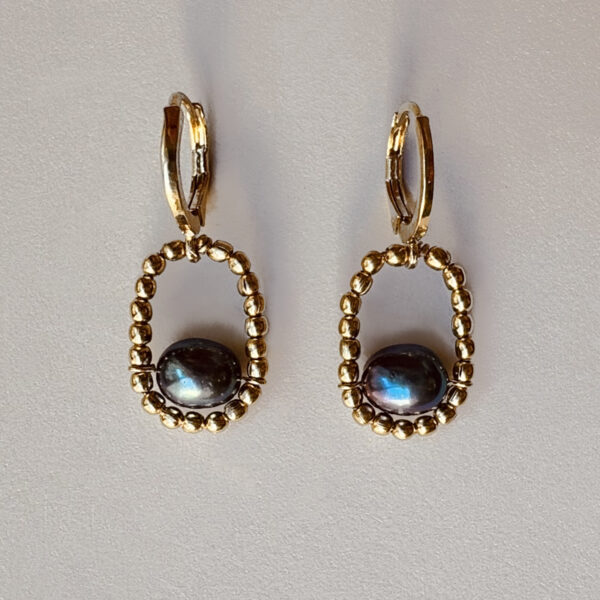 Boucles d'Oreilles TWIN d'eau douce Noires